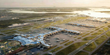 Impression du futur terminal 5 de l'aéroport de Changi, à Singapour. © Changi Airport Group