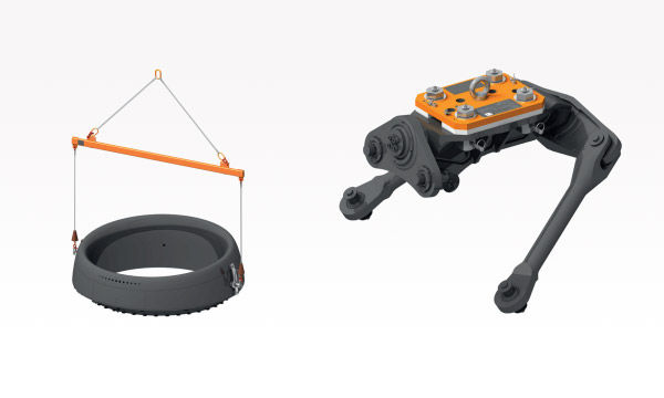 Deux 2 exemples d’outillages pour les nacelles A320neo: une élingue pour capot moteur (Inlet Cowl Sling) et une fixation de levage pour moteur (Hoisting Engine Mount). Images © Dedienne Aerospace