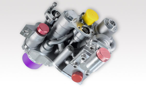 Le bloc vannes d'actionneur de spoiler imprimé en 3D par Liebherr-Aerospace. Il est 35 % plus léger que le bloc vannes conventionnel. Image © Liebherr-Aerospace