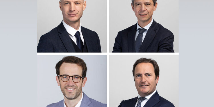 Aymeric Daher, directeur général adjoint, en charge de la division Logistique et des Ressources Humaines ; Jérôme LEPAROUX, secrétaire général et directeur de la Stratégie du Groupe ; Vincent Chanron directeur des Ressources Humaines Groupe ; Thibault Scaramanga vice-président du Conseil d’administration. © Daher