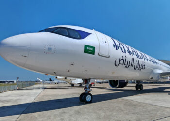 Cet A321neo d'essai d'Airbus avait reçu temporairement une livrée de Riyadh Air lors du dernier salon du Bourget. Photo Copyright Le Journal de l'Aviation